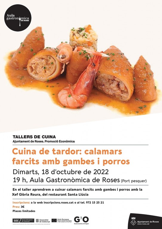 Cuina de tardor: Calamar farcit amb gambes i porros