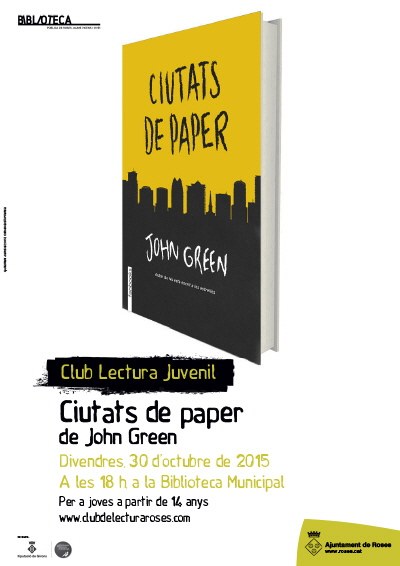Club de lectura juvenil. Ciutats de Paper, de John Green 