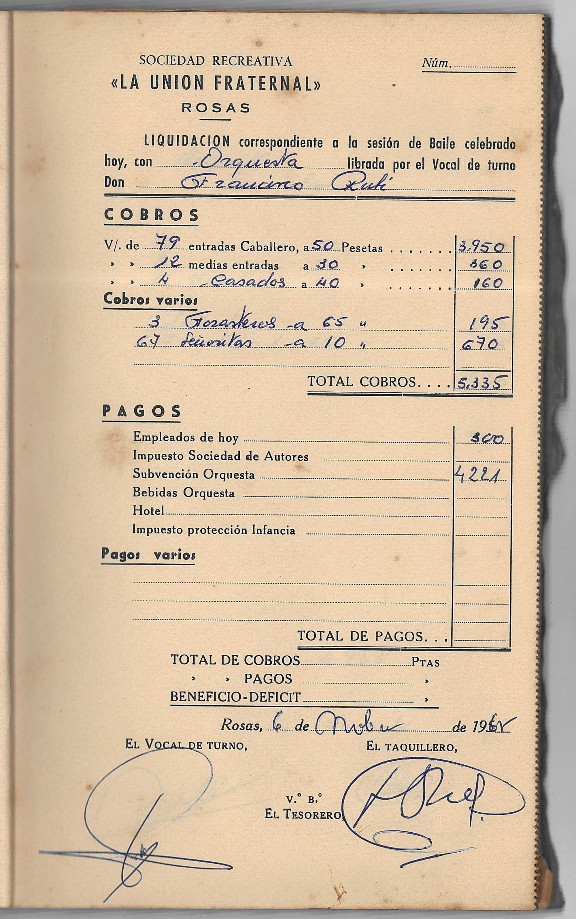 Talonari de liquidacions de la SUF