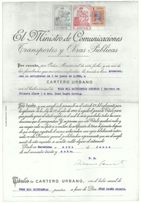 Títol de carter urbà de Joan Pagès Ordeig