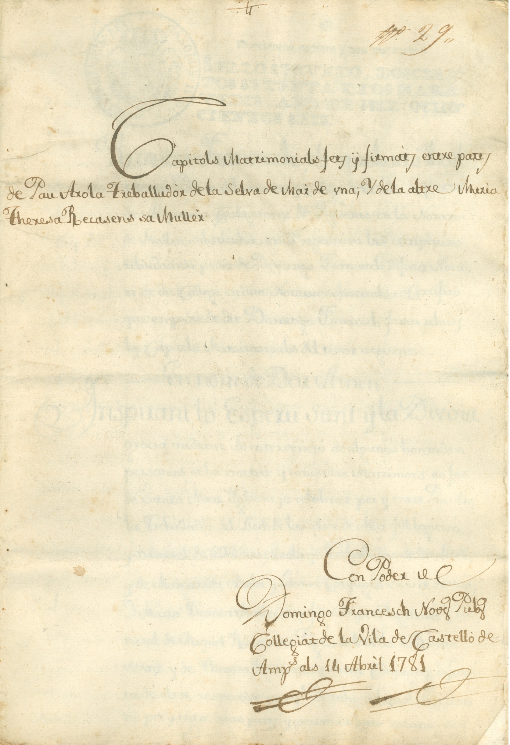 Capítols matrimonials de Pau Arola i Teresa Requesens