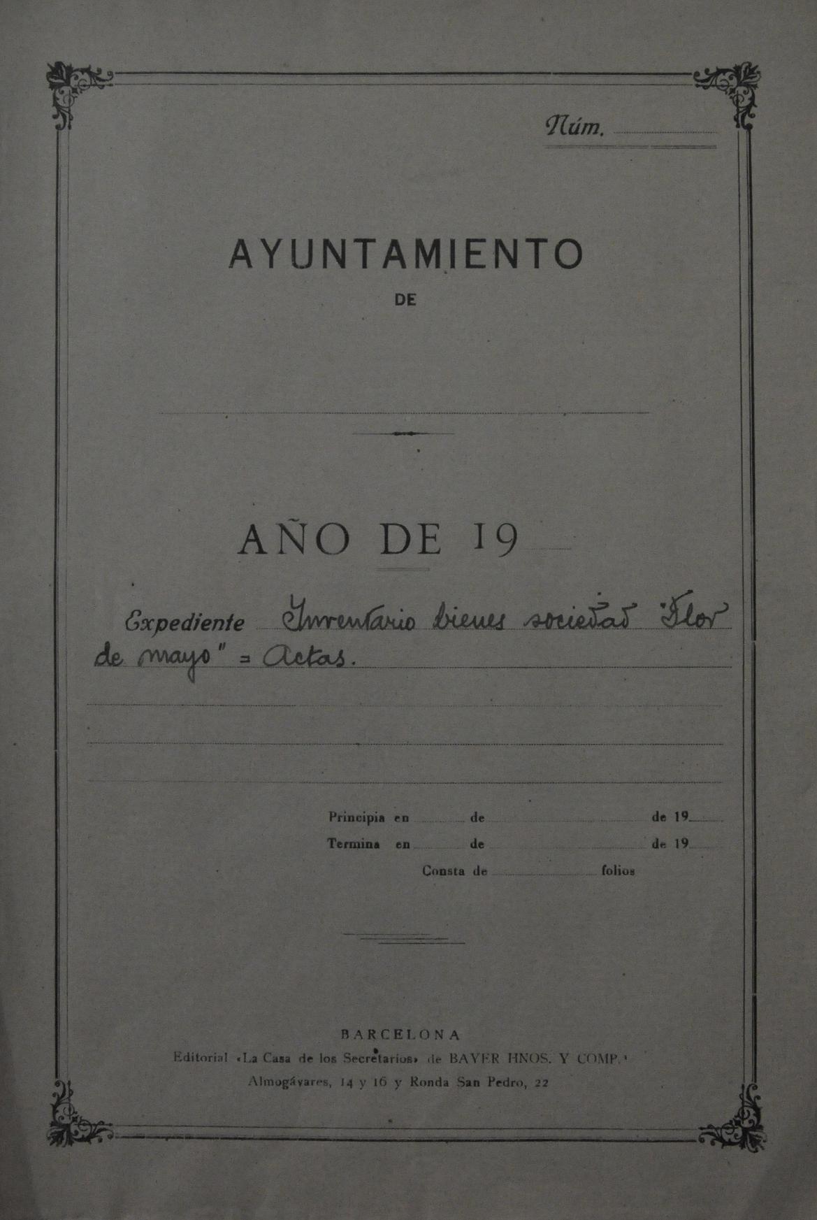 Inventari de la Societat La Flor de Maig