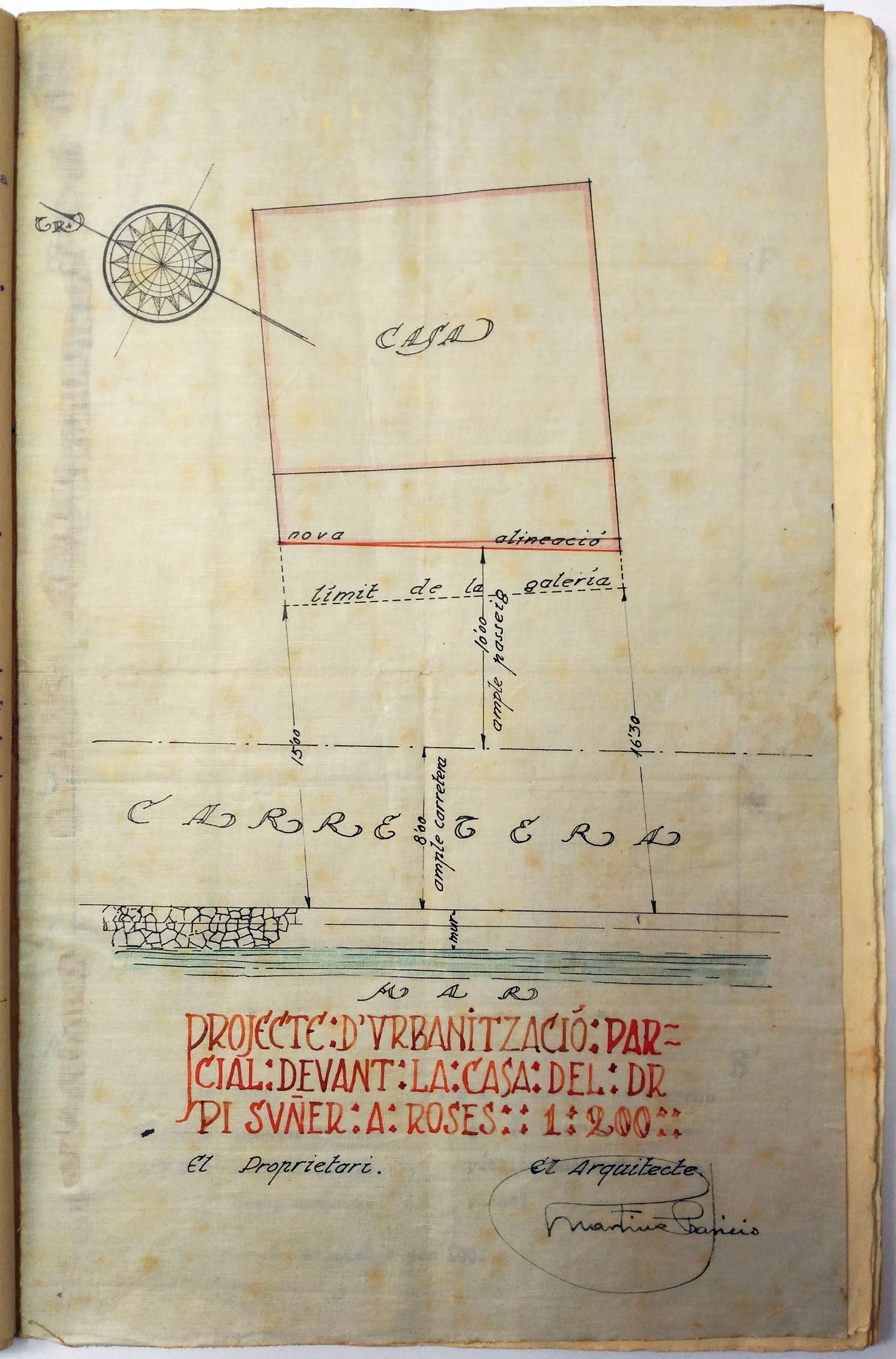 Plànol d'urbanització de la zona de davant de la casa Pi Sunyer