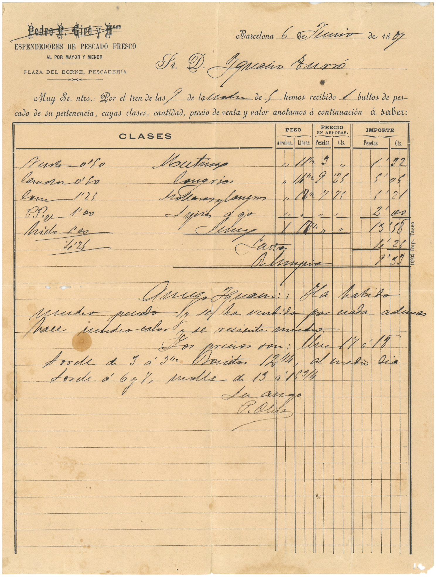 Albarà de la venda de peix d'Ignasi Turró