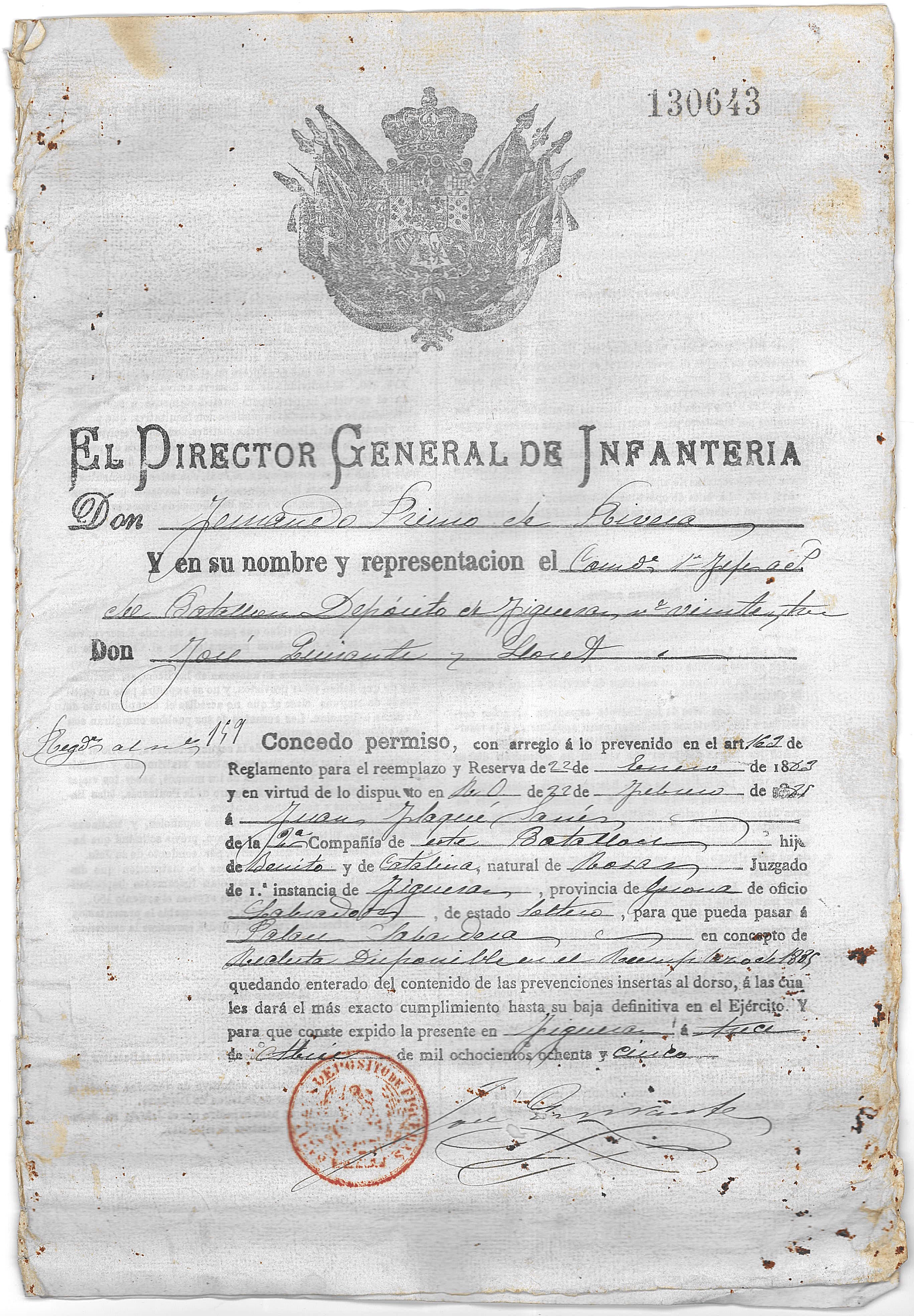 Permís militar de Joan Flaquer Danés