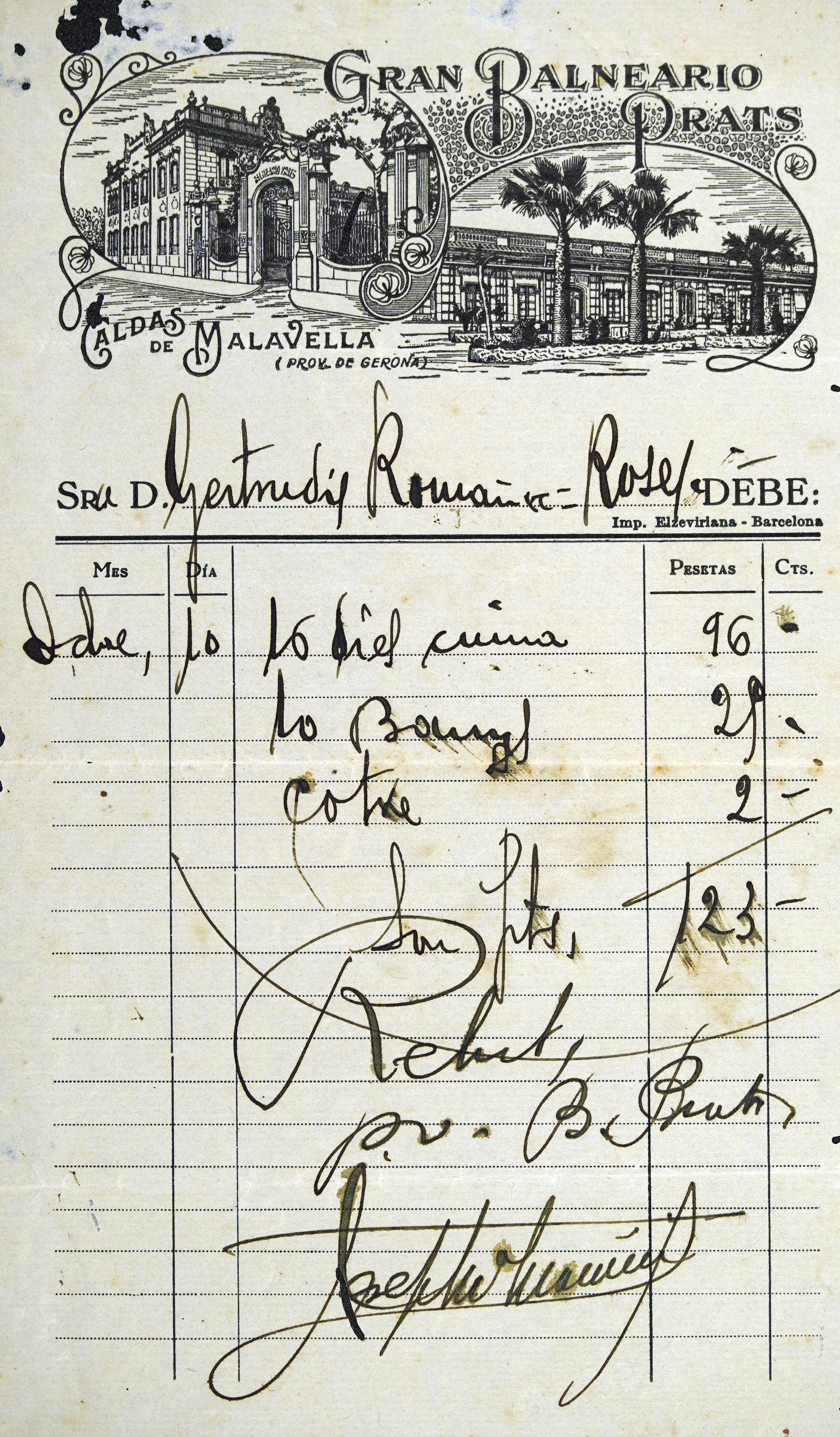 Factura del Balne Prats