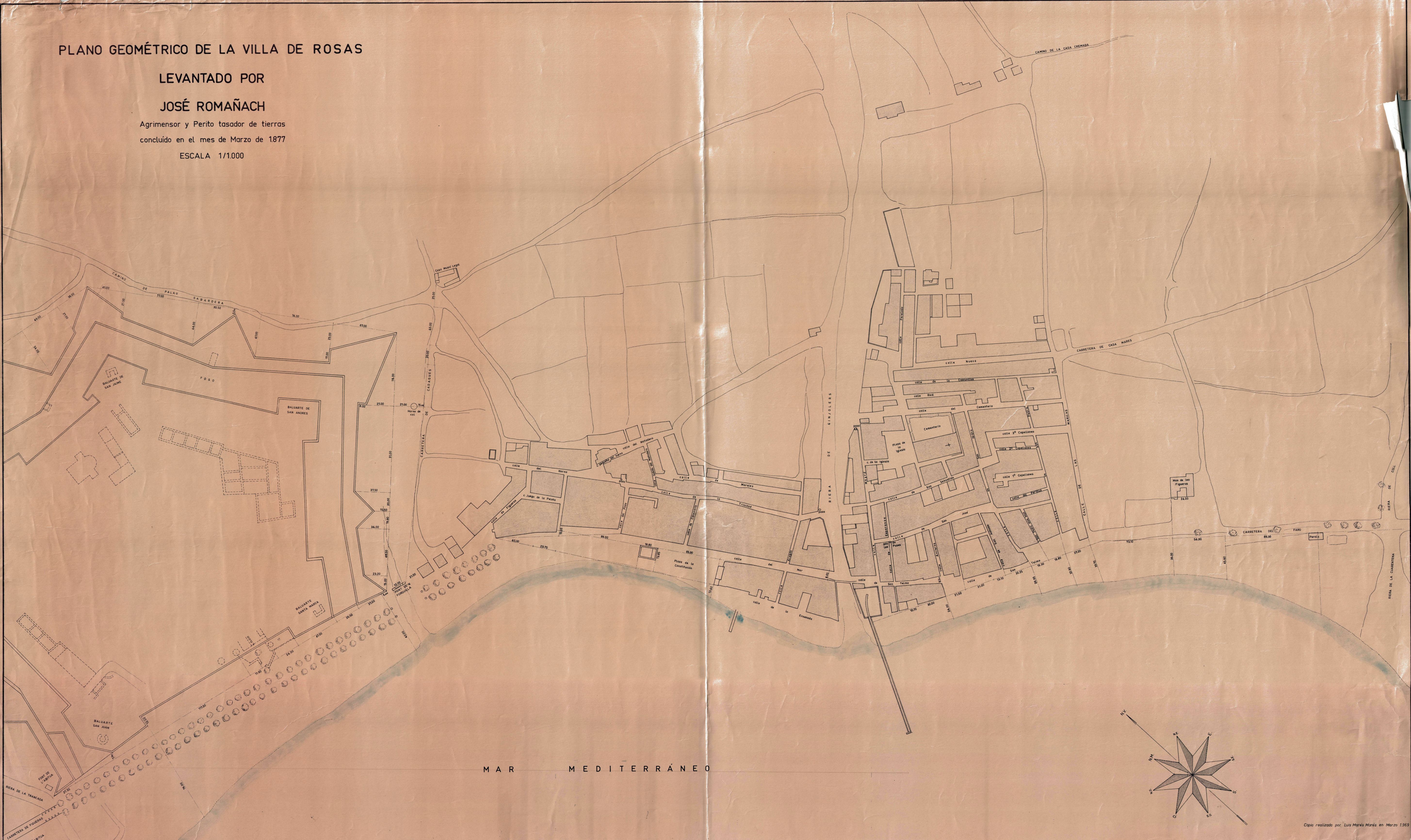 Plànol de Roses de 1877