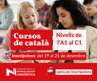 Les inscripcions als cursos de català per al trimestre gener-març 2024, es realitzaran del 19 al 21 de desembre